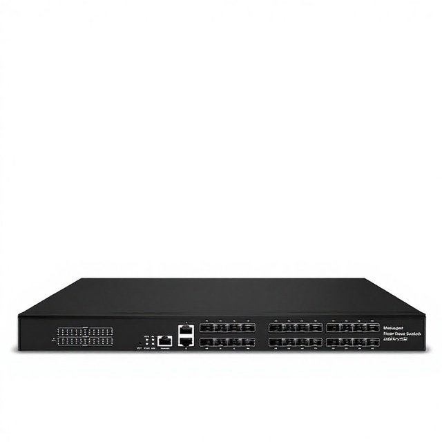Gigabit Optical Switch 24 Fiber Port Web Managed POE Power Supply L2 Ethernet SNMP QoS Stackable 20Gbps Capacity VLAN Support