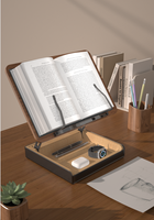 Support d'ordinateur portable pliable multifonctionnel, étagère en bois, support robuste en aluminium, réglable en hauteur, pour tablette PC
