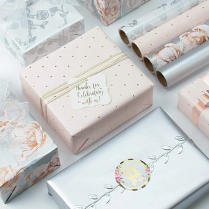 Floral Metallized Gift <b>Wrap</b> <b>Paper</b> <b>Roll</b> 100GSM Eco-Friendly Double Side Coated for Craft and Packaging - Product Image 2