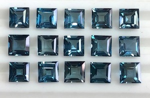 Piedra preciosa de corte cuadrado de 10mm, Topacio azul Natural de Londres, al por mayor precio de fábrica, piedras preciosas sueltas facetadas de alta calidad por quilate - Product Image 3
