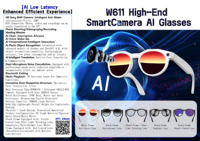 Lunettes intelligentes IP65 avec caméra 8MP W611 Traduction intelligente par IA Appel BT Transfert vidéo Enregistrement Lunettes de soleil