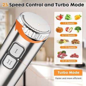 Nouvelle <span class=keywords><strong>sortie</strong></span> : Mixeur plongeant 1000W avec 8 accessoires, contrôle de vitesse à 25 niveaux et lame amovible en acier inoxydable durable - Product Image 2