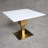 Table de bar blanc en marbre, brillant, pour restaurant, rond