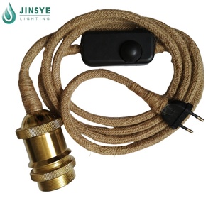 Portalámparas con Interruptor Atenuador CE VDE, Juego de <span class=keywords><strong>Cable</strong></span> para Lámpara Colgante, <span class=keywords><strong>Cable</strong></span> de Tela de Cáñamo de Yute con Enchufe - Product Image 1
