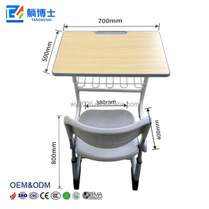 โต๊ะและเก้าอี้รูปตัว C สำหรับครูและนักเรียน พร้อมลิ้นชักโครงเหล็ก - Product Image 6