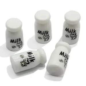 Mini leche 3D botella de resina DIY lazos para el cabello decoración teléfono Shell zapatos gorra adornos Accesorios