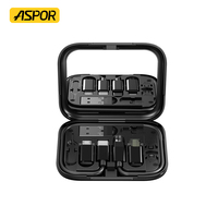 Caja Organizadora de Cables Multifunción ASPOR A561 OEM/ODM con Adaptador 3 en 1, Carga Rápida de 60W y Soporte para Teléfono