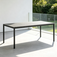 Table de salle à manger d'extérieur en plastique et bois, avec structure en aluminium, idéale pour pique-nique, jardin et patio – Offre spéciale