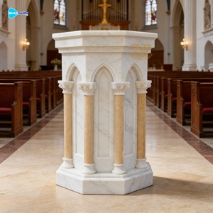 现代大教堂大理石讲坛讲台基督教石雕雕塑，适用于教堂和寺庙户外使用 - Product Image 5