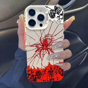 Nouvelle <span class=keywords><strong>coque</strong></span> de téléphone en TPU et PC plaqué argent avec motif araignée rouge anime pour <span class=keywords><strong>iPhone</strong></span> 17 Pro Max, 16 Plus, 15 Pro - Product Image 1