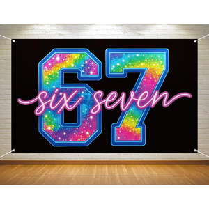 Divertido Fondo de Pantalla Personalizable para Fiesta de Cumpleaños de 6 o 7 <span class=keywords><strong>A</strong></span>ños con Diseño de Meme, Decoración de Pared para Niños, Banner de Fondo 67 - Product Image 2