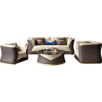 Ensemble de canapés en cuir véritable, meubles de maison, meubles italiens en bois, luxe, salon moderne, OEM, durable, 5 ensembles
