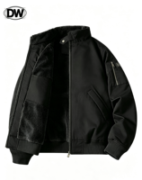 Blouson Bomber Homme Hiver Doublé Polaire Col Montant Zippé Coupe-Vent Respirant Épais Multi-Poches Style Streetwear Coupe Ample Protection Contre le Froid