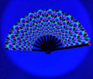 Abanico Plegable con Brillo UV en la Oscuridad, con Varillas de Bambú, Cubierta de Tela y Técnica Pintada, Regalo Empresarial - Product Image 1