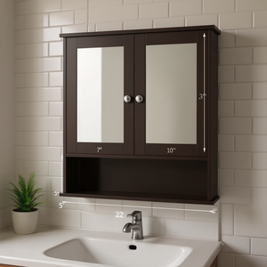 Meuble de salle de bain avec miroir, 22 pouces de largeur, design contemporain pour le rangement de la salle de bain - Product Image 2