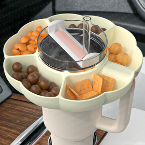 Plateau à collation et support pour anneau en silicone durable en forme de fleur, réutilisable, avec logo personnalisé pour gobelet de 40 oz, design compatible micro-ondes - Product Image 6