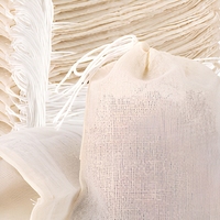 Sachets de thé réutilisables en mousseline de coton avec cordon de serrage, pochettes vides naturelles non blanchies à tissage fin, 100 pièces pour thé en vrac et sachets de bain de thé