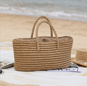 Bolso de Mano Tejido a Crochet Estilo Bohemio para Mujer, Verano, Hecho a Mano, Rafia, Rectangular, para Viaje, Playa <span class=keywords><strong>Tropical</strong></span> - Product Image 1