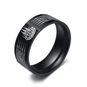 Retro Thai Five Mantra Titanium Steel Ring, Fashionable Stainless Steel Jewelry for Men and Women, Source Factory, <b>Dropshipping</b> - Product Image 5