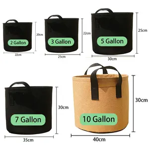 Nursery garden aeration fabric grow bags 1 2 3 5 7 10 gallon grow pots fruit non woven felt plant flower pots planter grow bag