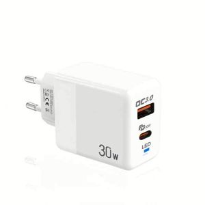 Travel Wall Charger Mobile Phone Charger <b>Adapter</b> Dual Ports Type C Charging <b>Plug</b> Usb Charger for Phone 15 16 Pro Max - Product Image 3