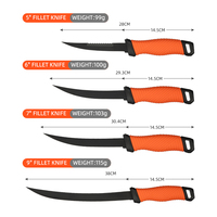 Couteau à fileter le poisson Yeehand, outil de pêche et de camping, métal, lame en acier inoxydable antiadhésive, 130 mm, manche en caoutchouc ambidextre