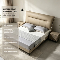 Cadre de lit rembourré moderne avec tête de lit en cuir, lit plateforme Queen/King Size pour mobilier de chambre