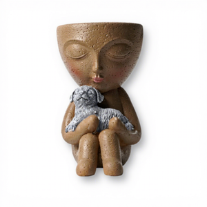 Nouveau <span class=keywords><strong>pot</strong></span> <span class=keywords><strong>de</strong></span> fleurs créatif en résine en forme <span class=keywords><strong>de</strong></span> fille tenant un chien ou un chat, idéal pour la décoration <span class=keywords><strong>de</strong></span> la maison, du jardin, du salon ou du bureau. - Product Image 6