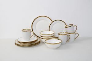 Juego de Vajilla de Porcelana de 16 Piezas con Borde Dorado, Diseño de Alta Gama, <span class=keywords><strong>Precio</strong></span> al por Mayor, Servicio para 4 Personas, Fabricante de Juegos de Vajilla - Product Image 3
