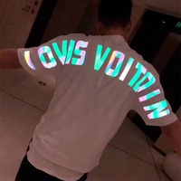 Venta al por mayor camiseta logotipo personalizado que brilla en la oscuridad camiseta impresión personalizada camiseta reflectante 220 Gsm Camiseta de algodón
