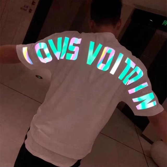 Wholesale T-shirt Personalise logo Glow in the Dark Tshirt Custom Print Reflective  T-shirt 220 Gsm Cotton t Shirt