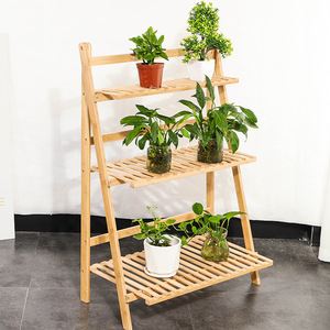 Soporte de flores plegable de bambú de varias capas, 79 cm de altura, estante de almacenamiento para plantas de interior, estantería decorativa para plantas verdes - Product Image 3