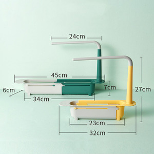 Organisateur de <span class=keywords><strong>rangement</strong></span> de cuisine autoportant à un niveau réglable, conception flexible, égouttoir d'évier en PP auto-drainant pour savon et éponge - Product Image 6