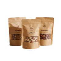 Sachet Doypack Personnalisé en Papier Kraft avec Fenêtre Transparente et Fermeture Zip Refermable, Qualité Alimentaire, pour Emballage de Noix et Snacks