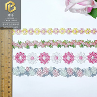 LEIXUSI Bordure en dentelle florale multicolore de 2 cm, brodée pour enfants, accessoires faits main de style victorien, vente en gros