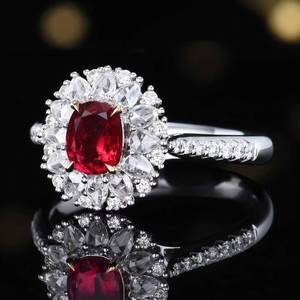 18K Gold 1.02ct Unheated Pigeon’s Blood Ruby <b>Ring</b> With Strong Fluorescence, Set With 49 Sparkling White <b>Diamonds</b> Women Gem <b>Ring</b> - Product Image 2