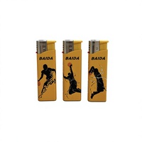 Briquet à Butane Portable en Plastique Jaune avec Motif Silhouette de Basketball pour Barbecue, Fumer et Bougies