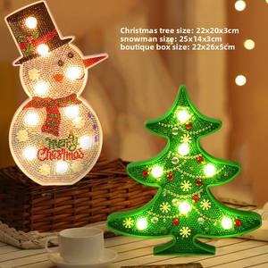 Lampada Notturna LED 5D Fai-da-Te con Diamanti in Resina, Paesaggio Natalizio con Pupazzo di Neve e Albero, Luce Decorativa di Lusso per Casa - Product Image 4