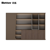 Armoire de rangement de bureau moderne et pratique en panneaux de particules haute densité de qualité E0, avec plusieurs portes à charnières et tiroirs