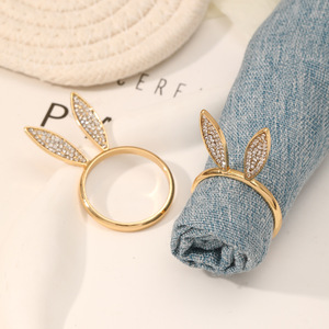 Anneau de serviette Lapin de Pâques en strass brillant, artisanat métallique populaire et chic pour une esthétique créative de <span class=keywords><strong>cuisine</strong></span> et salle à manger - Product Image 2