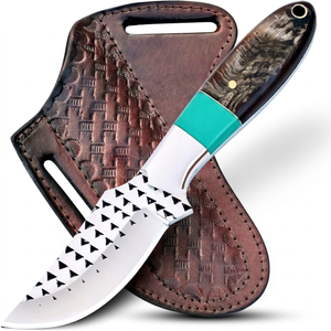 Cuchillo de vaquero fijo de 7 pulgadas, recto, tipo 'Sheepsfoot' y 'Bull Cutter', de acero raspado J2, hecho a mano, de grado industrial, con funda de cuero tipo 'Pancake', OEM, económico - Product Image 1