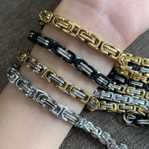 Pulsera de Cadena Bizantina para Hombre, de Acero Inoxidable, Eslabones Gruesos, Estilo Hip Hop, Varios Colores, Joyería Masculina, Venta al Por Mayor - Product Image 2