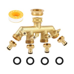 Vanne d'arrêt de collecteur de <span class=keywords><strong>tuyau</strong></span> d'eau en laiton avec 4 robinets d'eau individuels 3/4 et connecteur de <span class=keywords><strong>robinet</strong></span> 3/4 ''à 1/2 - Product Image 1