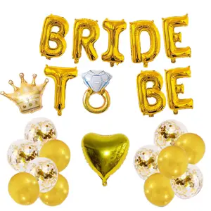 Hen Party Supplies Bachelorette Party Decorações 16 polegadas Noiva Para Ser Foil Anel Balões Kits