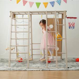 Centro de Actividades de Madera para Niños de Primera Calidad - Parque <span class=keywords><strong>Infantil</strong></span> Interior con Red de Escalada, Tobogán y Columpio para la Actividad Física y Diversión de los Niños Pequeños - Product Image 2