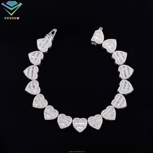 Trendy Heart Style Cuban <b>Bracelet</b> Fine Jewelry S925 Sterling Silver Hip Hop <b>Bracelet</b> VVS Moissanite Iced Out Cuban <b>Bracelet</b> - Product Image 6