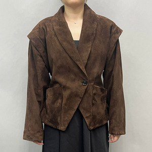 2025 ropa de calle de moda de otoño personalizada, Real chaqueta de cuero de alta calidad, abrigo corto de cintura delgada con solapa, chaqueta de cuero de gamuza para mujer - Product Image 1