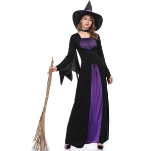 <span class=keywords><strong>Disfraz</strong></span> de Bruja Malvada para Mujer, Vestido Largo Morado de Maga, <span class=keywords><strong>Disfraz</strong></span> Clásico de Halloween para Mujer - Product Image 4
