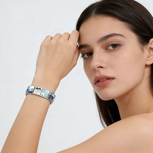 Nueva Pulsera de Moda Azul con Dijes Italianos, Serie Océano, Patrones de Gatos de Dibujos Animados, Dijes Modulares de Acero Inoxidable con Baño de Platino, Regalo - Product Image 2