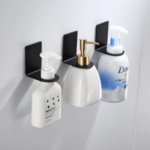 Self Adhesive Wall Mounted Black Liquid Soap Dispenser Holder Soap Bottle Holder Shower Gel Dispenser Holder